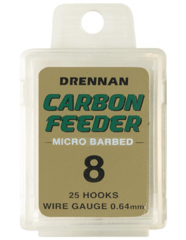 DRENNAN HAKEN CARBON FEEDER HOOKS BARBED BOX 25ST