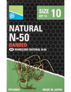 PRESTON HAMEÇONS NATURAL N-50 BARBED HOOK