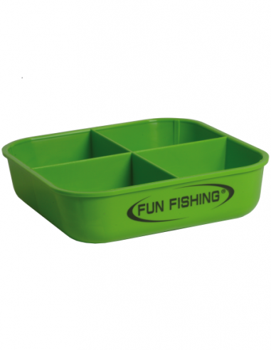 FUN FISHING AASDOOS DEKSEL MET GAATJES 500ML MET 4 COMPARTIMENTEN