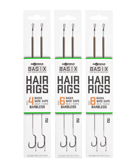 KORDA BASIX BAS DE LIGNE HAIR RIGS WIDE GAPE BARBLESS