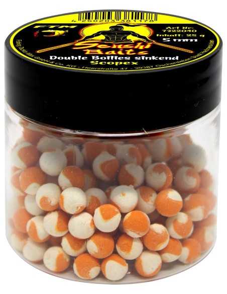 SENSHI BAITS BOILIES SINKEND 5MM SCOPEX BLANC ORANGE 25GR SENSHI BAITS