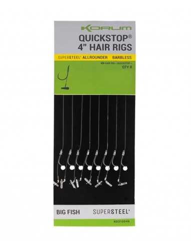 KORUM BAS DE LIGNE BIG FISH QUICKSTOPS HAIR RIGS BARBLESS 10CM KORUM