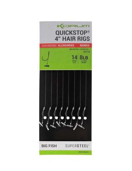 KORUM BAS DE LIGNE BIG FISH QUICSTOP HAIR RIGS BARBED 10CM KORUM