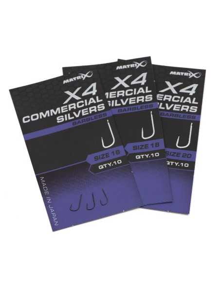 MATRIX HAMEÇON X4 COMMERCIAL SILVERS SPADE BARBLESS MATRIX