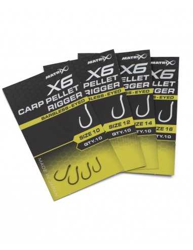 MATRIX HAKEN X6 CARP PELLET RIGGER EYED BARBLESS MATRIX