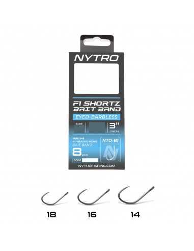 NYTRO BAS DE LIGNE NTO-B1 BARBLESS F1 SHORTZ BAIT BAND 3"/7,5CM NYTRO