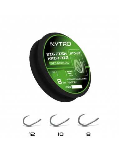NYTRO BAS DE LIGNE NTO-B3 BARBLESS BIG FISH MONO HAIR 10"/25CM NYTRO