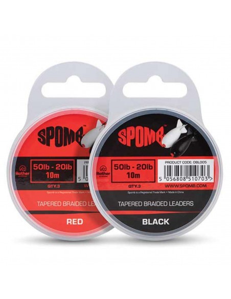 SPOMB TAPERED BRAIDED LEADERS RED & BLACK SPOMB